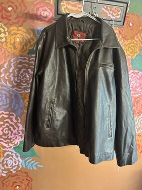 Men's Quilted-Lined Leather Bomber Jacket - Black
